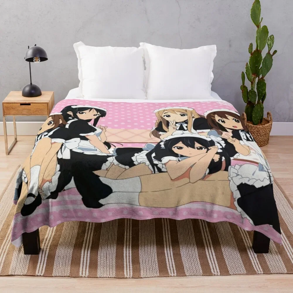 K-on! Maid Print Throw Blanket Long Lasting Soft Plush Blanket for Daily Use