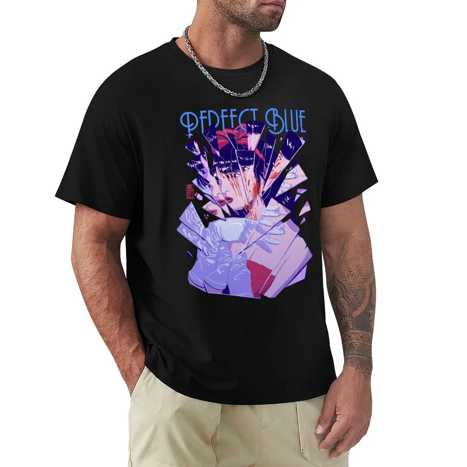 

Perfect Blue Shards T-Shirt Novelty Print Casual Tee Shirt
