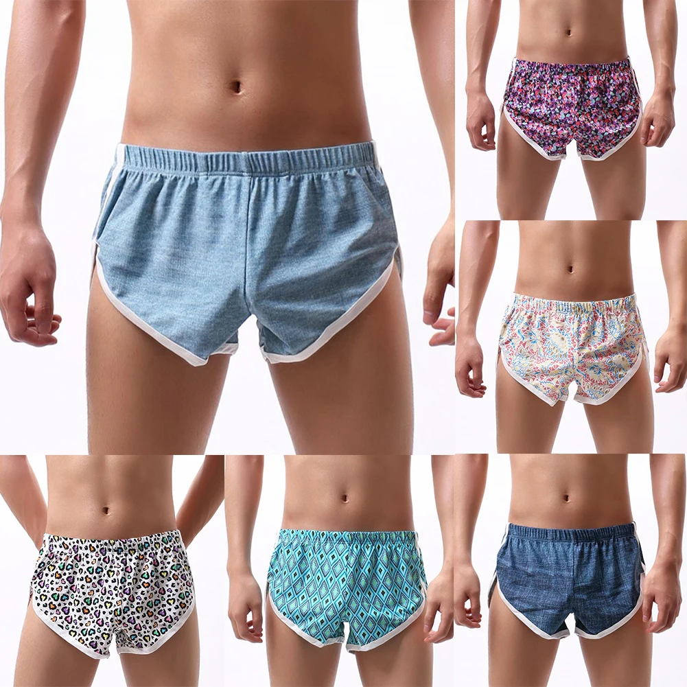 Men Underwear Boxer Large Sixe Loose Briefs All Seasons Shorts Trunks Print Elasticity Waist Underpants Lightweight Sleepwear