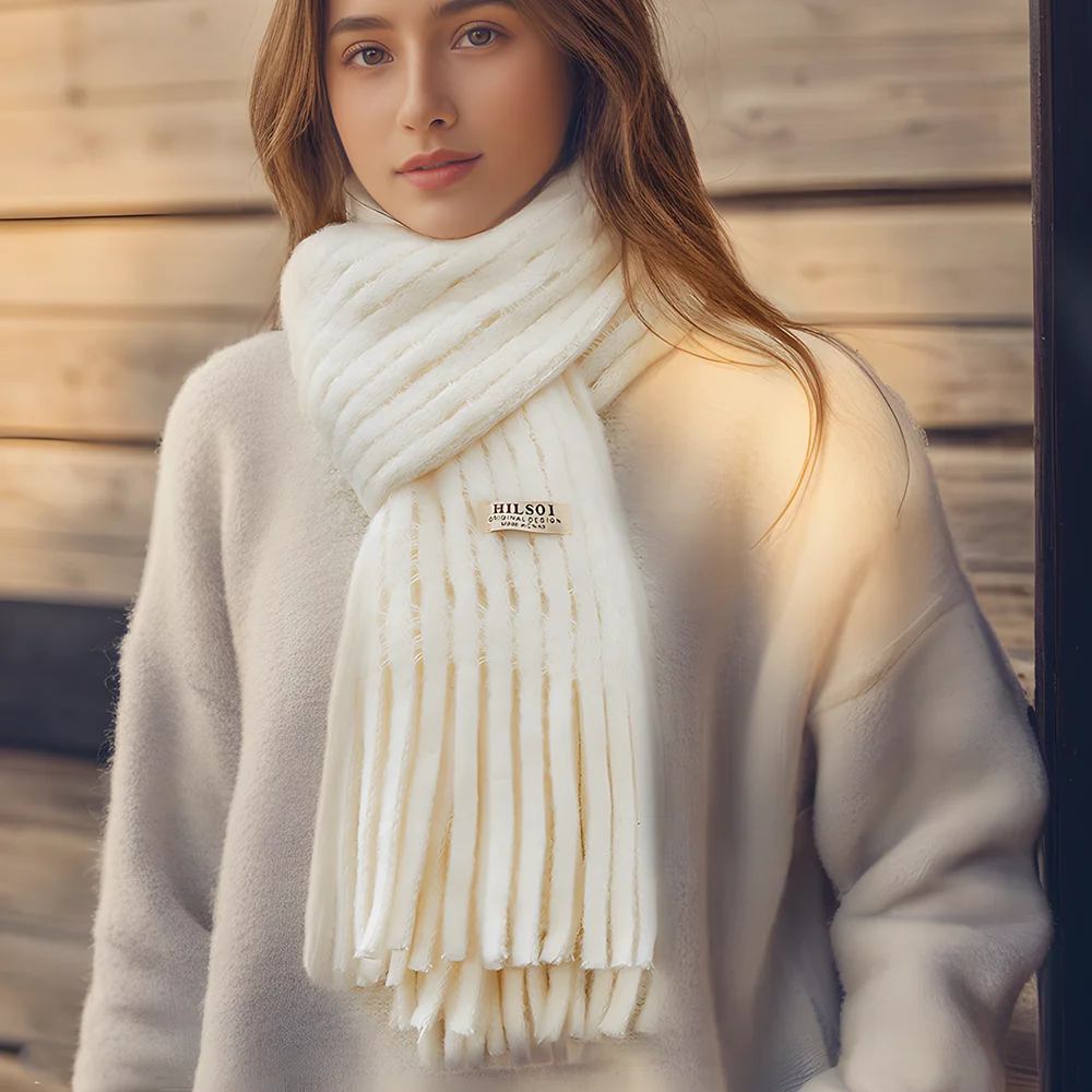 

2024, новый однотонный плетеный женский шарф с кисточками, осень/зима, корейское издание, многофункциональная толстая теплая шаль в парном стиле,
