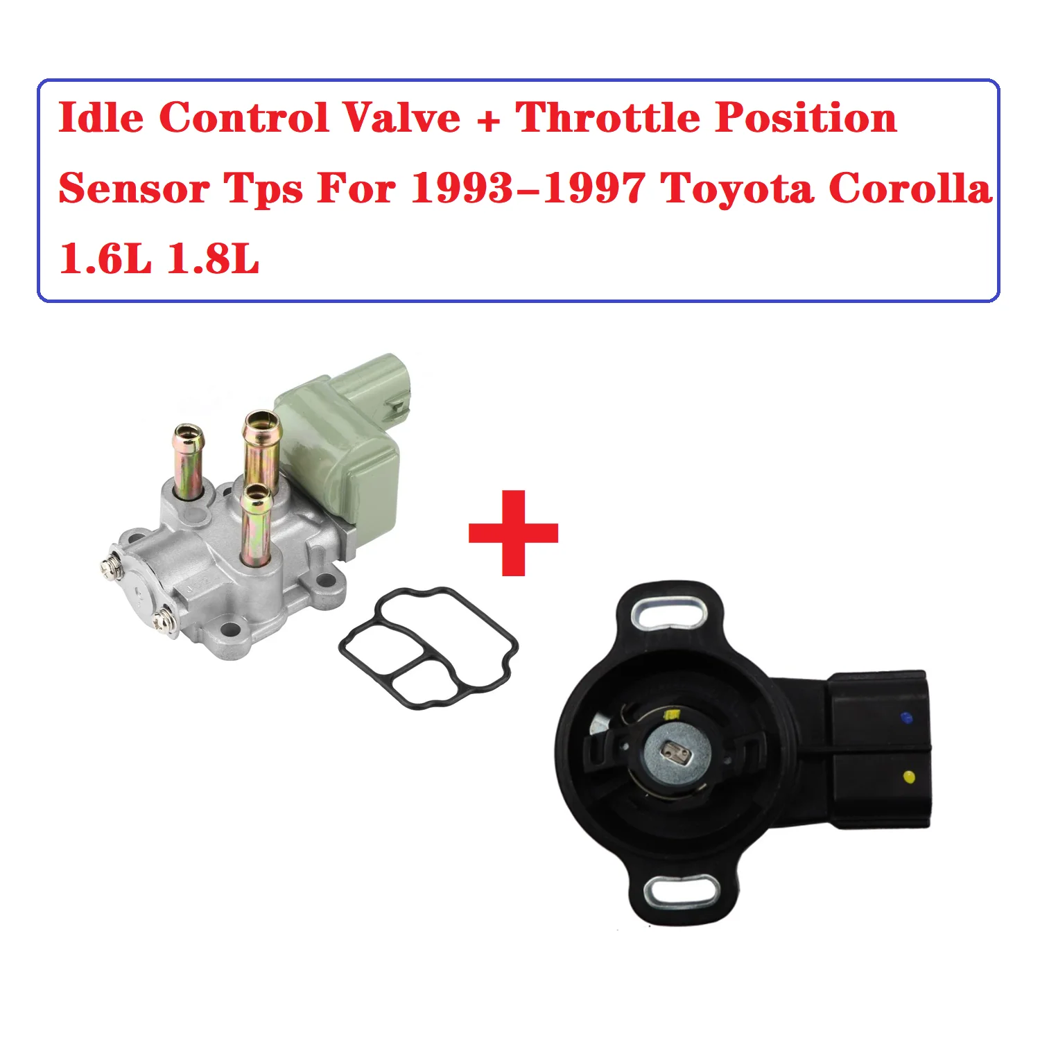 IAC Idle Air Control Valve+Throttle Position Sensor Tps for 1993-1997 Toyota Corolla 1.6L 1.8L OE# 89452-22090 , 22270-15010