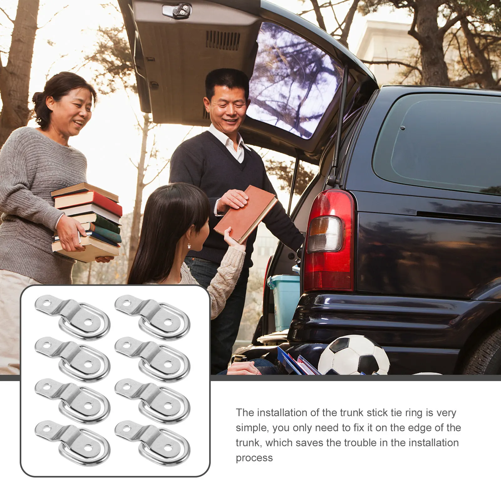 8Pcs D Ring Tie Down Stainless Steel Trailer D Rings Heavy Duty Tie Down Anchor for Luggage Bike Rack Car Accessories