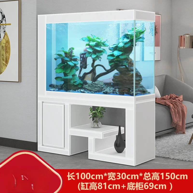 Large floor-to-ceiling household entrance screen partition wall dragon fish tank