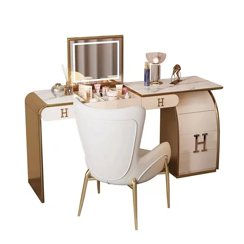 

Italian minimalist flip dresser storage cabinet integrated light luxury solid wood luxury dressing table modern bedroom dressing