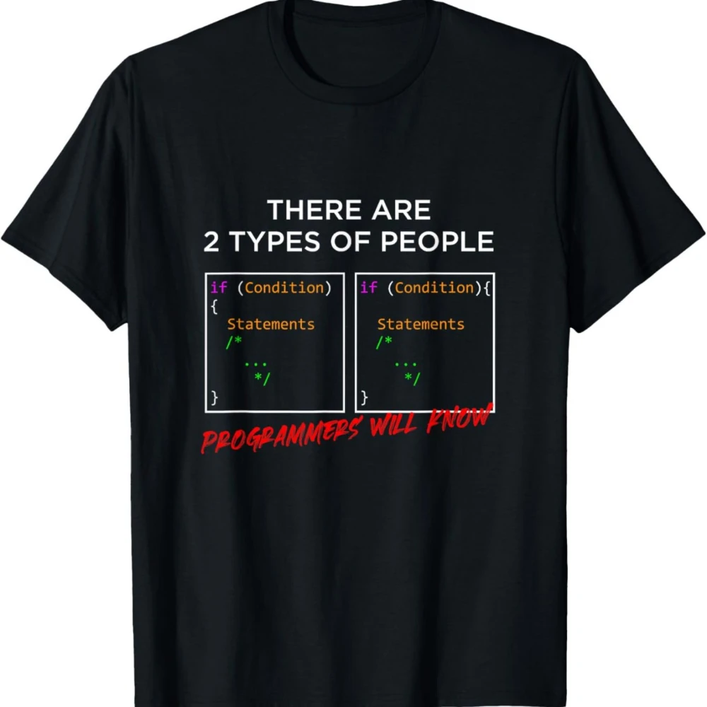Camiseta para entusiastas de la informática con diferentes tipos de programadores, camisetas para hombre para el verano