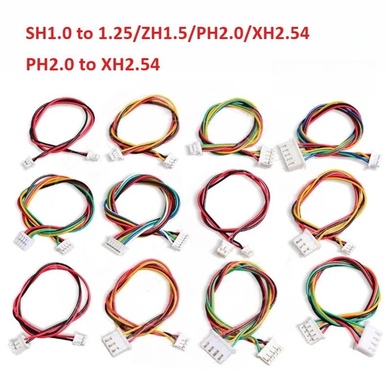 5Pcs SH1.0 to 1.25/ZH1.5/PH2.0/XH2.54 PH2.0 to XH2.54 Adapter Conversion Terminal Wire Connecting Line Cable 2P 3P 4P 5P 6P