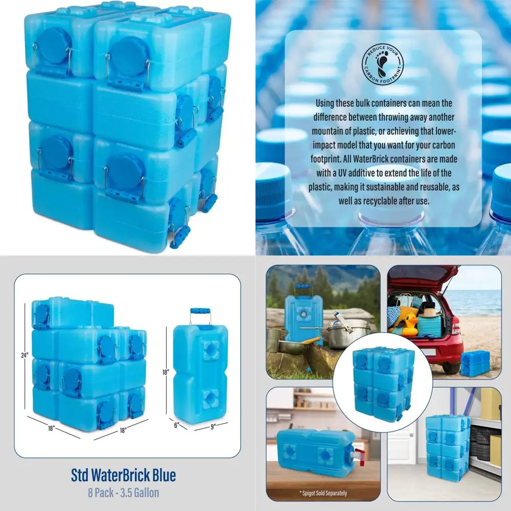 Rozwiązania dotyczące awaryjnego przechowywania wody: 6 pojemników do układania w stosy o pojemności 3,5 galona do przygotowania na katastrofach