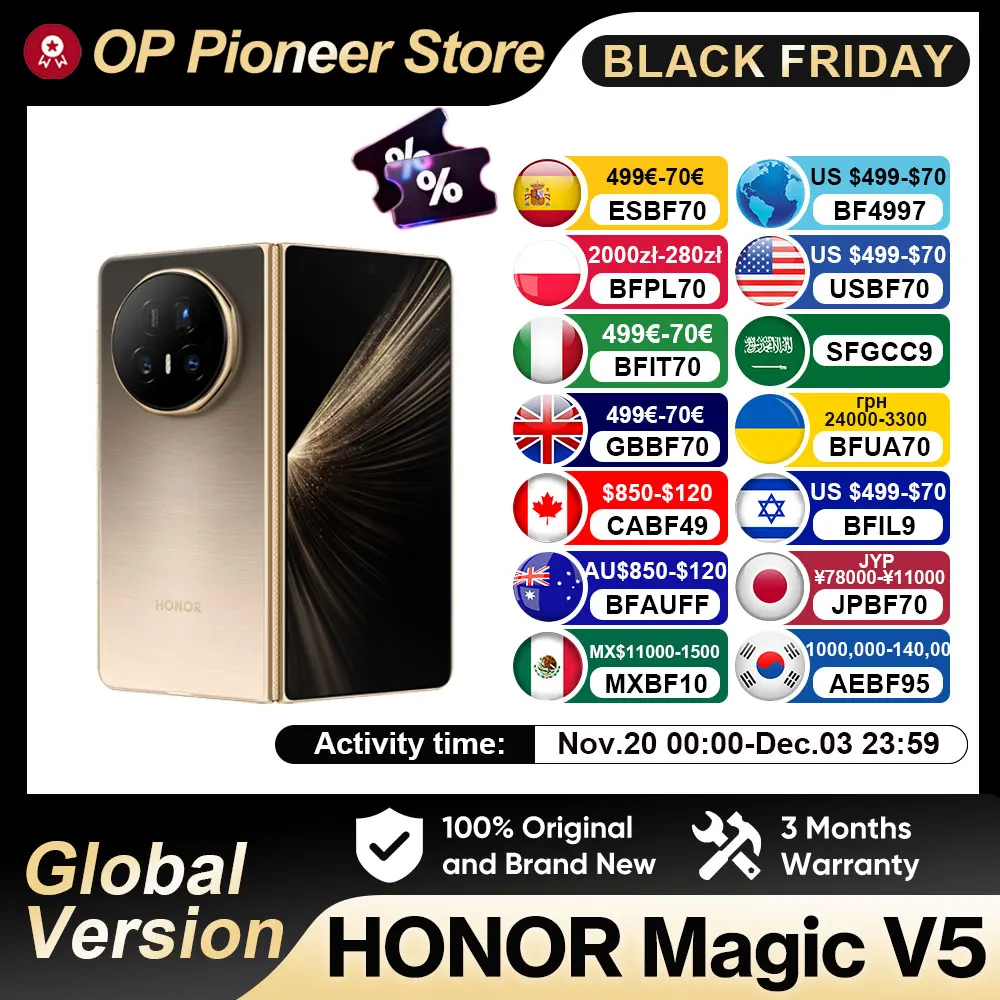 New ArrivalGlobal Version HONOR Magic V5 5G Foldable Smartphone 7.95
