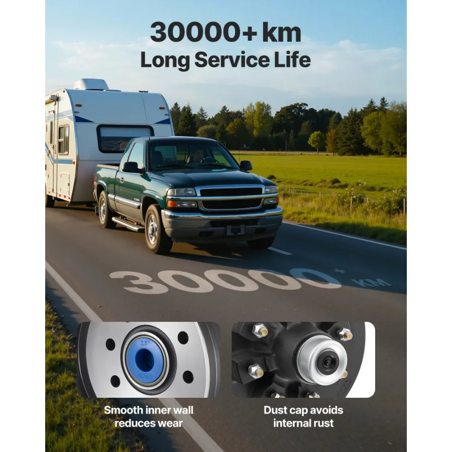 طبلة فرامل مقطورة كهربائية 1 حزمة 8 فتحات على أسطوانة فرامل دائرية 4 بوصة لمحاور مقطورة 7000 رطل، عمر خدمة طويل