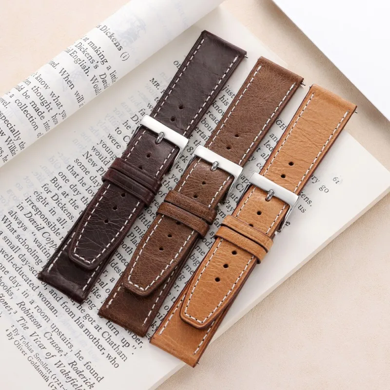 

Quick Release Cowhide Leather Watch Strap Replacement for 20mm 22mm Universal Waterproof Watch Band Bracelet Accessories