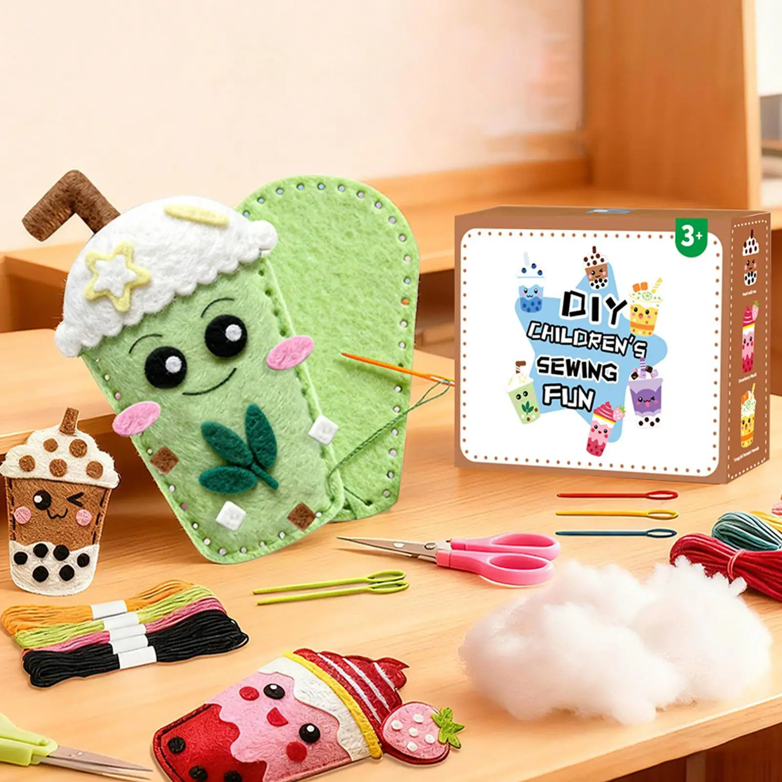 Kids Sewing Crafts Make Milk Tea Purse Charm Girls Sewing Kit For Art Project Doll Making Home School Activity Play Art Project