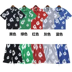 Women's And Men'S Casual Loose Floral Printed T-Shirt Shorts 2024 Harajuku Two-Piece Street Fashion Trend Short Sleeves Shorts