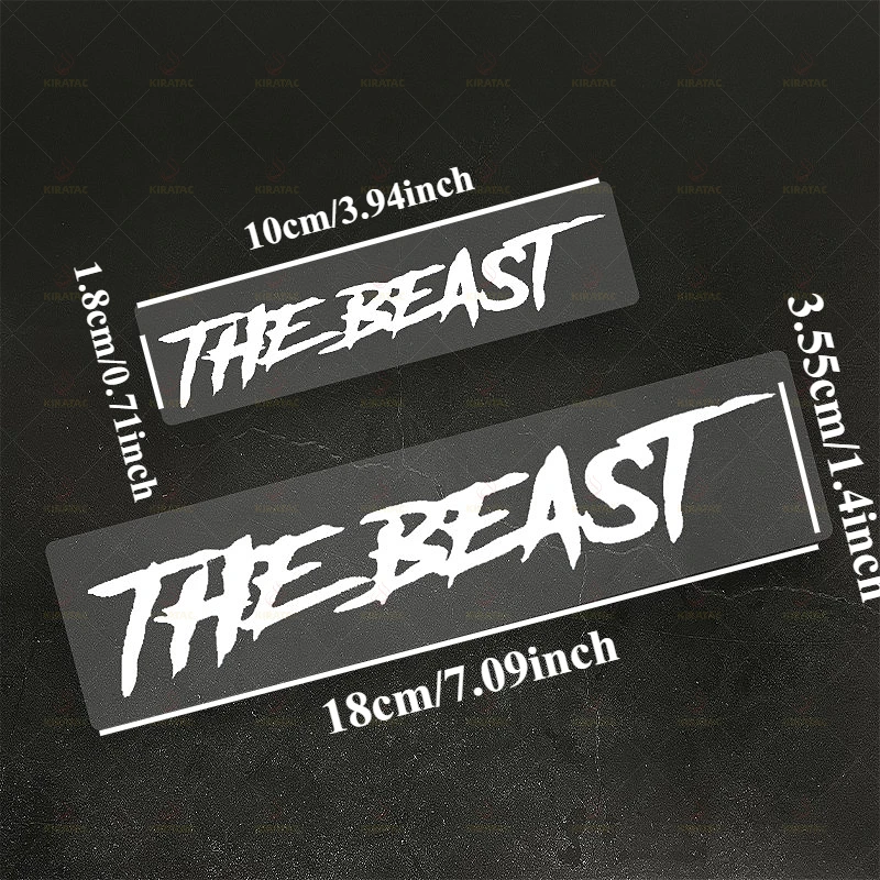 Confezione combinata di 2 dimensioni THE BEAST Adesivo moto impermeabile per caschi moto Serbatoi carburante Corpo bicicletta Decalcomanie universali in vinile