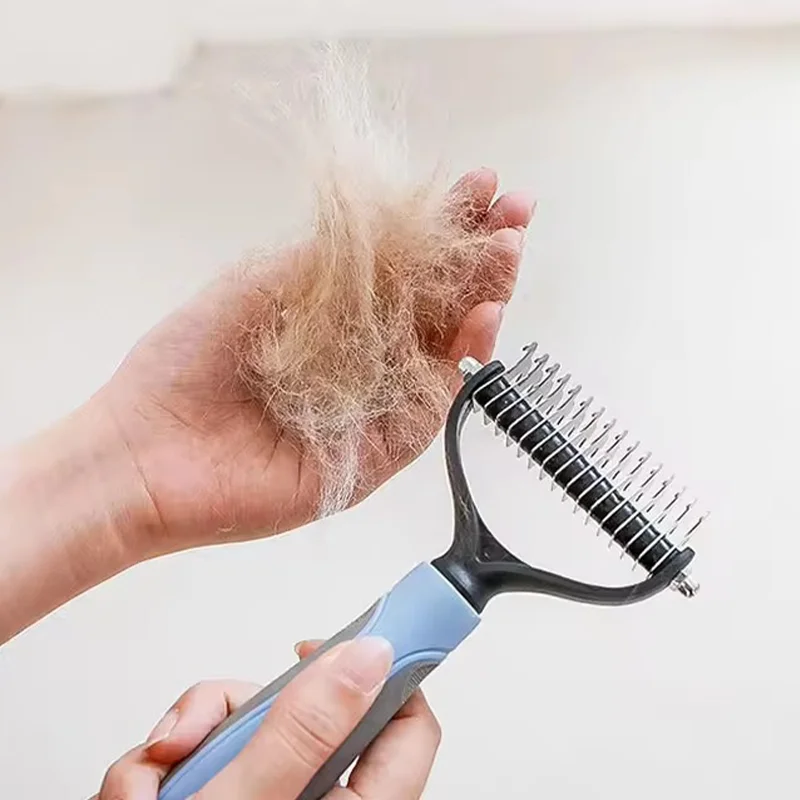 Professional Pet Deshedding Brush 2 Sided Dematting Dog And Cat Hair Remover Pet Hair Knot Cutter Dogs Grooming Shedding Supplie
