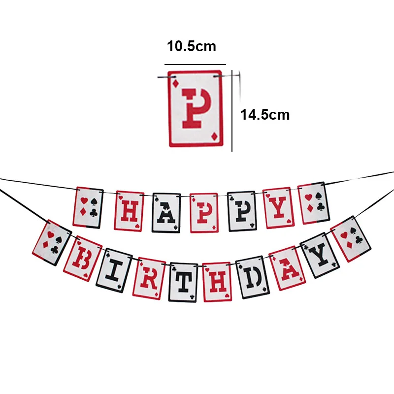 Casino Party Theme Hanging Banner Poker Tablecloth Plate Cups Latex Balloon Birthday Theme Decorations Las Vegas Party Supplies