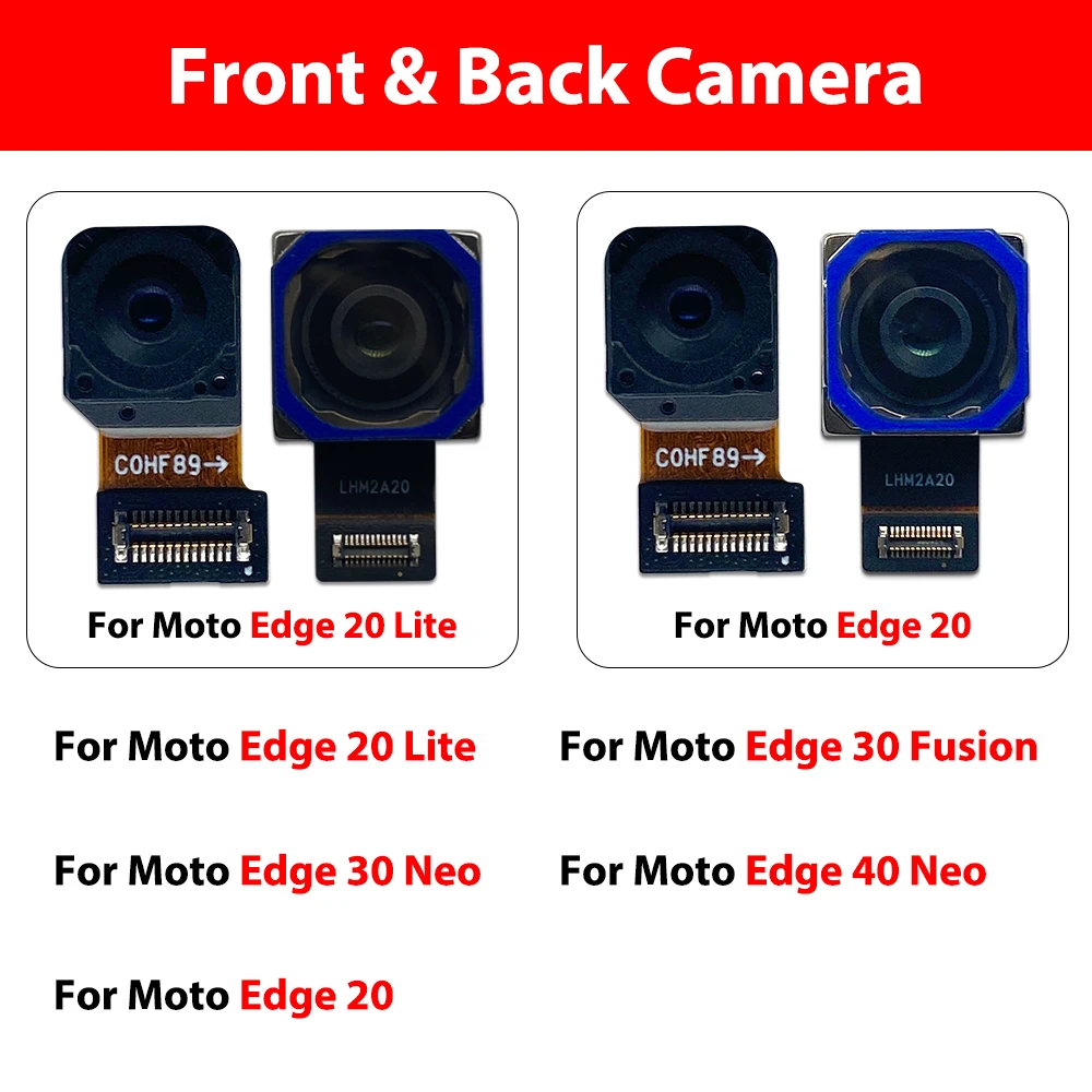 NUEVO Módulo de Cámara Principal Trasera y Módulo de Cámara Frontal Pequeña Probados con Cable Flexible para Motorola Moto Edge 20 Lite 30 Fusion 40 Neo