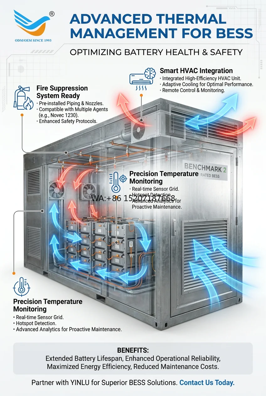 Rated BESS Enclosure Benchmark 2 Large Scale Energy Storage System Container With Thermal Management Louvers IP66