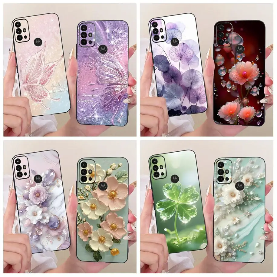 Funda para teléfono Motorola Moto G10 G20 G30, Funda trasera de silicona suave con estampado de flores a la moda, color negro, para Moto G 10 20 30 MotoG20