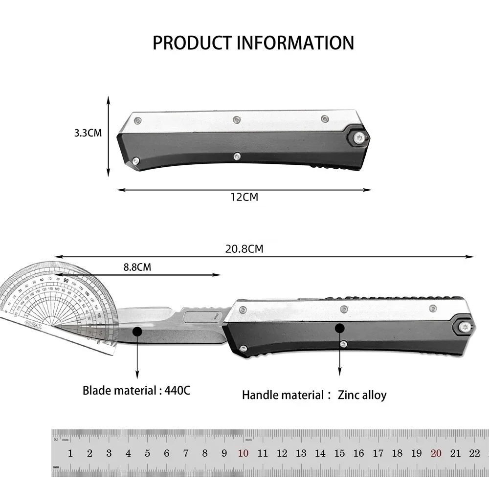 High Quality MICR 184-10S Glykon Pocket Knife 440C Blade Zinc Alloy Handle Hunting Tactical Knife Camping EDC Tool Folding Knife