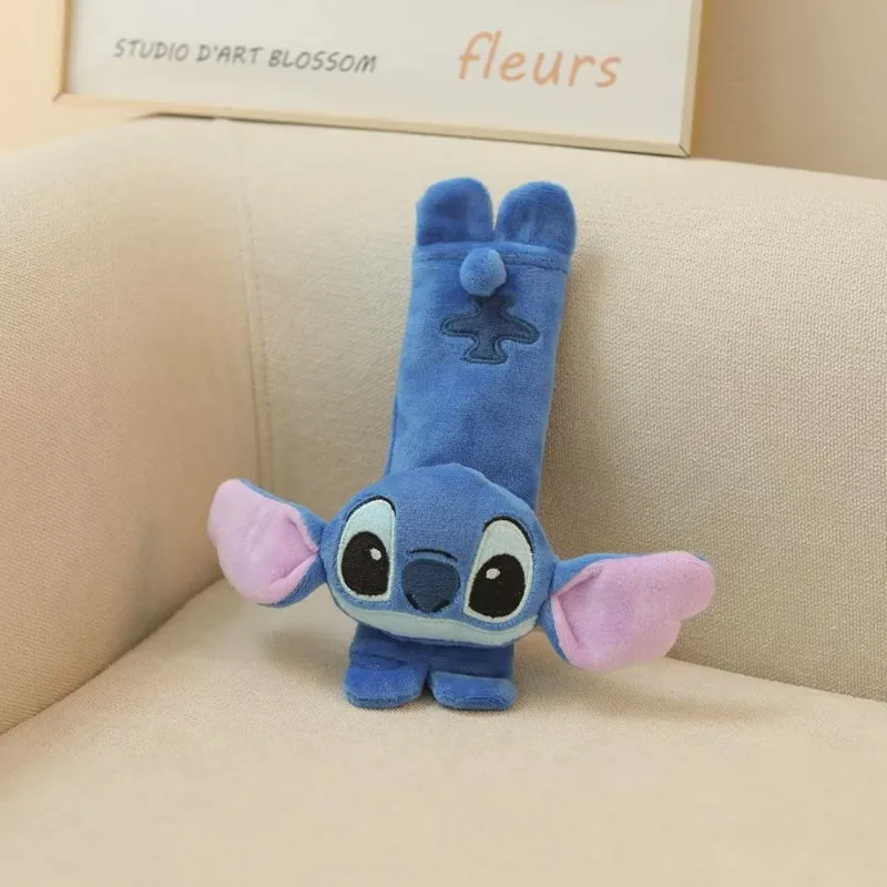 

2024 New Disney Cartoon Stitch Car Headrest Neck Pillow Universal Seat Waist Seat Belt Cover Car Doll Interior Accessories