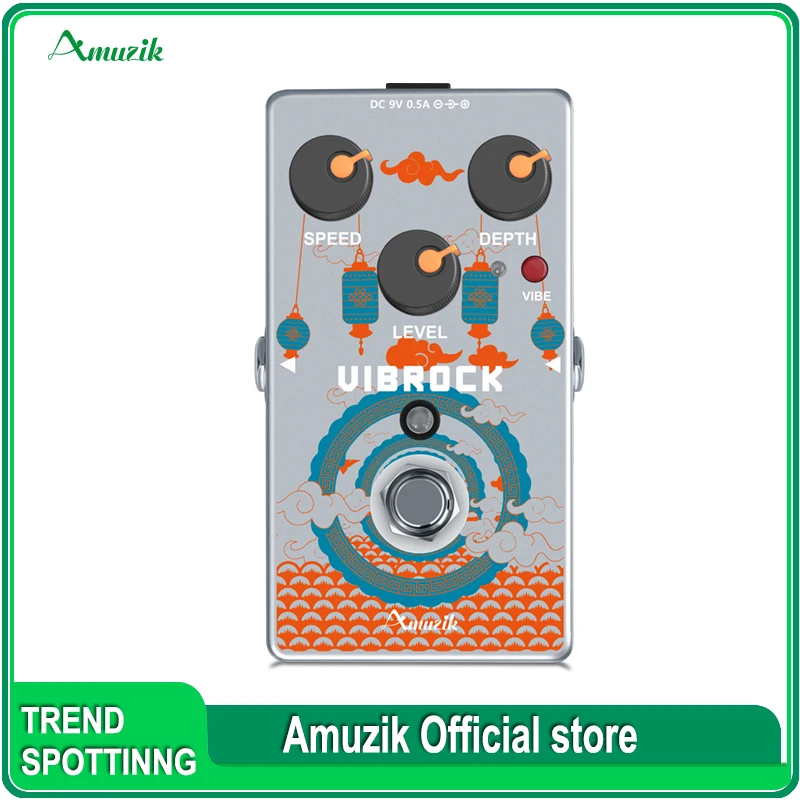 

Amuzik Vibrock Monoblock Vibrato Chorus and Tremolo Guitar Multi-Effect Pedal, Vibrolo True Bypass