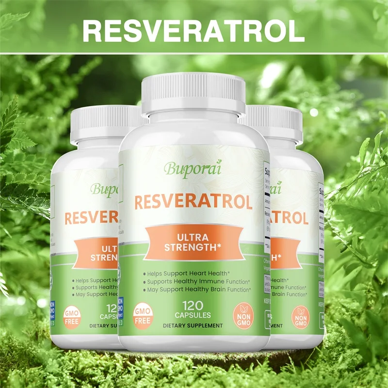 

Resveratrol Extract Capsules - Antioxidant Supplements Support Digestive System, Heart Health, Immune System, and Brain Function