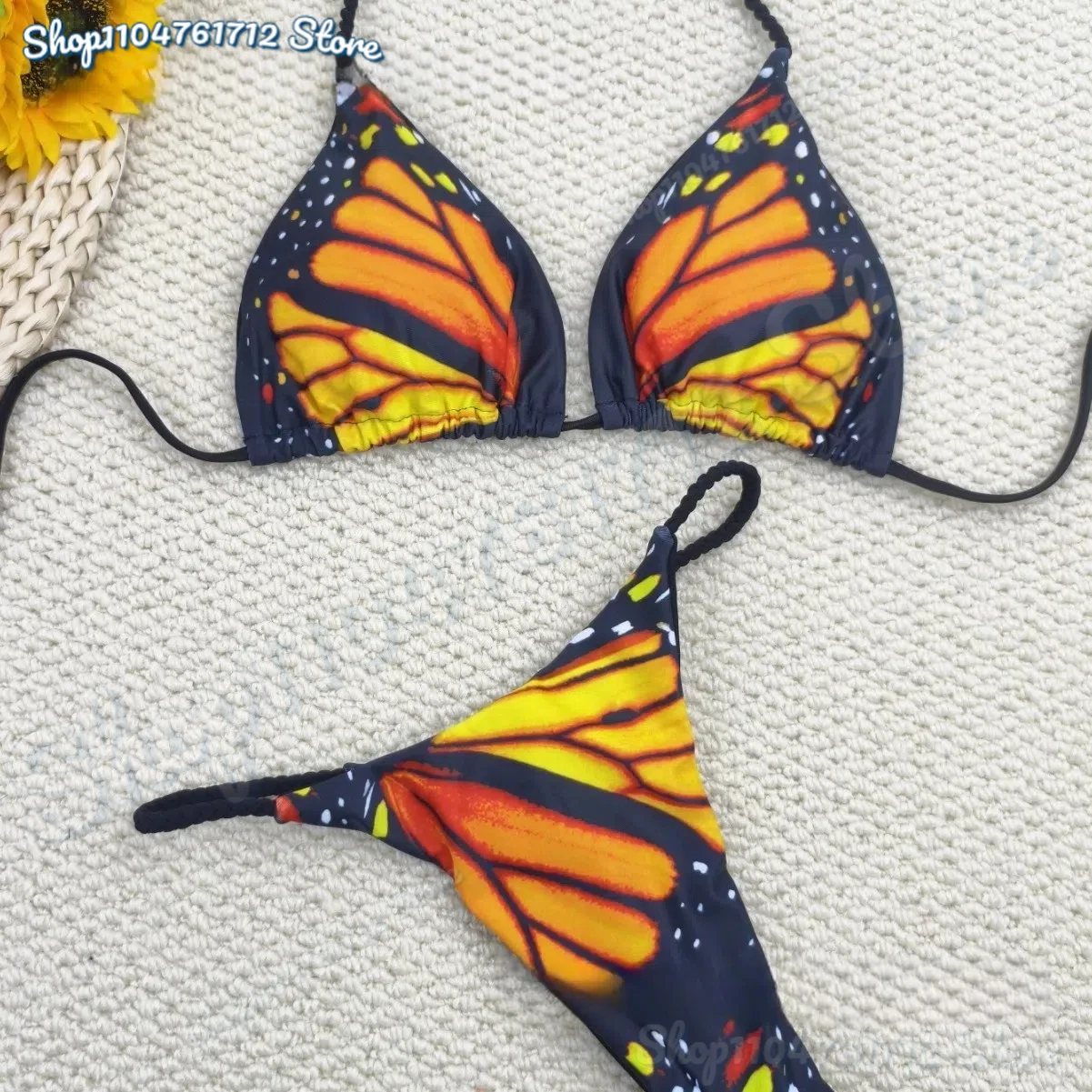 2025 New Arrival Rope Bikini Women Butterfly Split Swimsuit Sexy thong