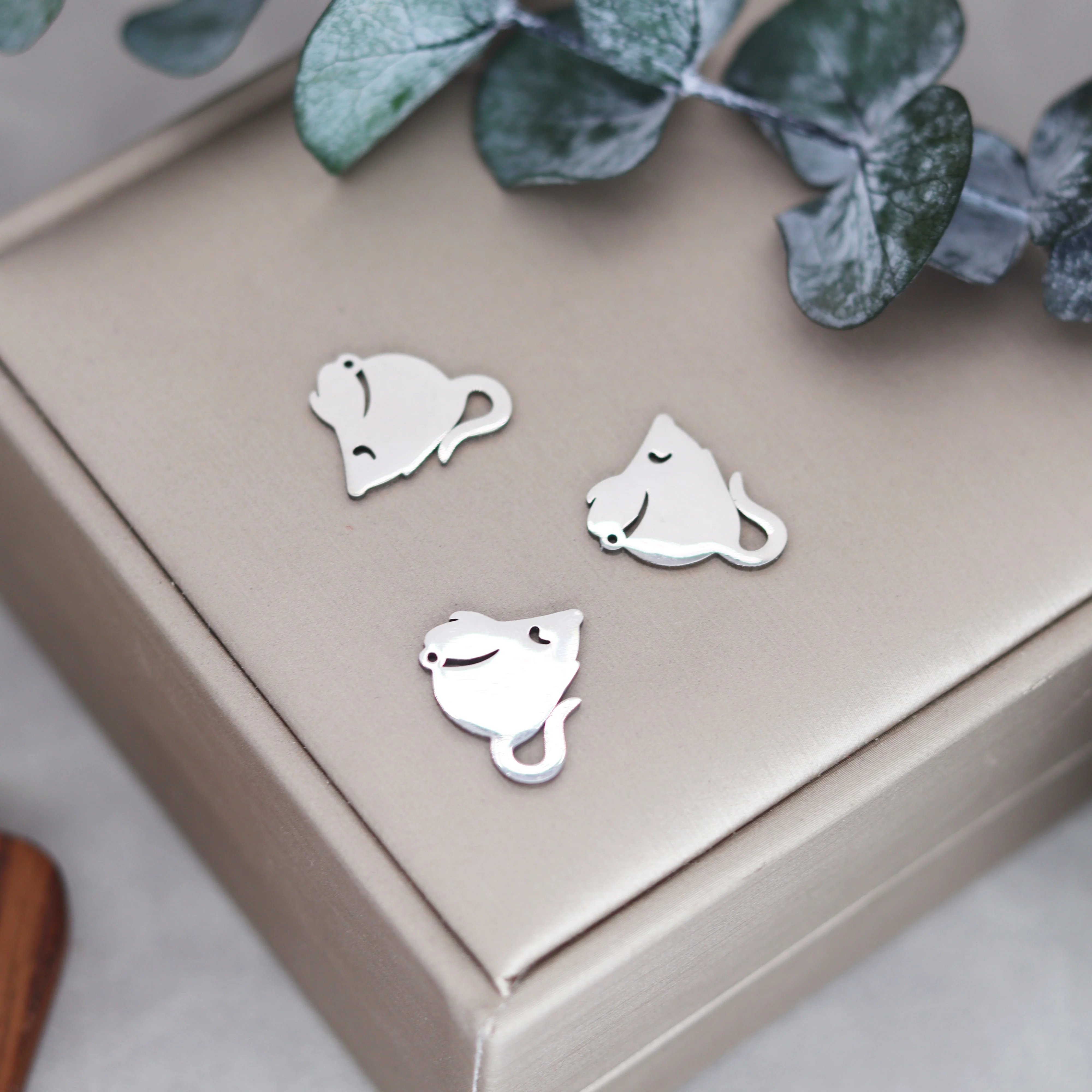 3pcs Cute Small Mouse Stainless Steel Pendant Charms for Jewelry Making Bracelets Earrings Craft Cartooon Rat diy Accessories