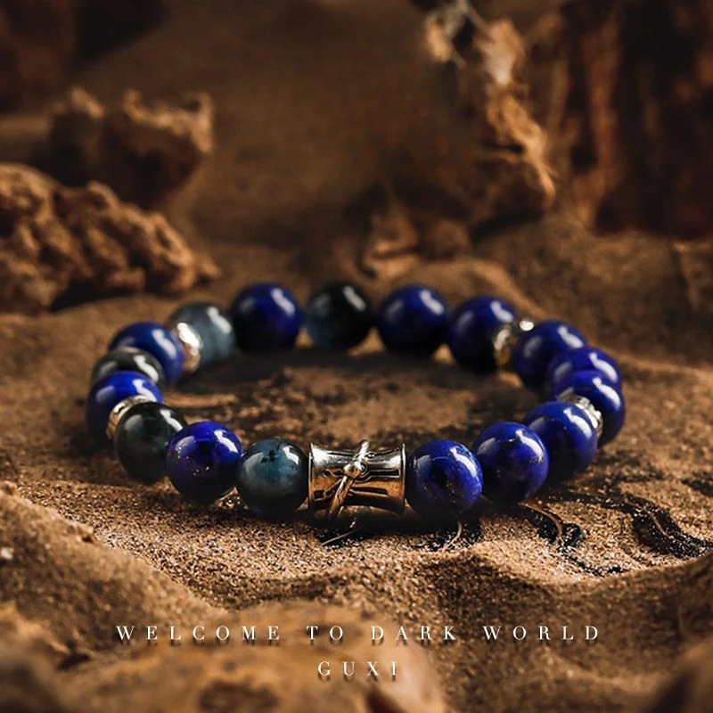 

UMQ Original Niche Green Gold Stone Bracelet Men's High-Grade Personality Devil Blue Haibao Bracelet Gift for Boyfriend