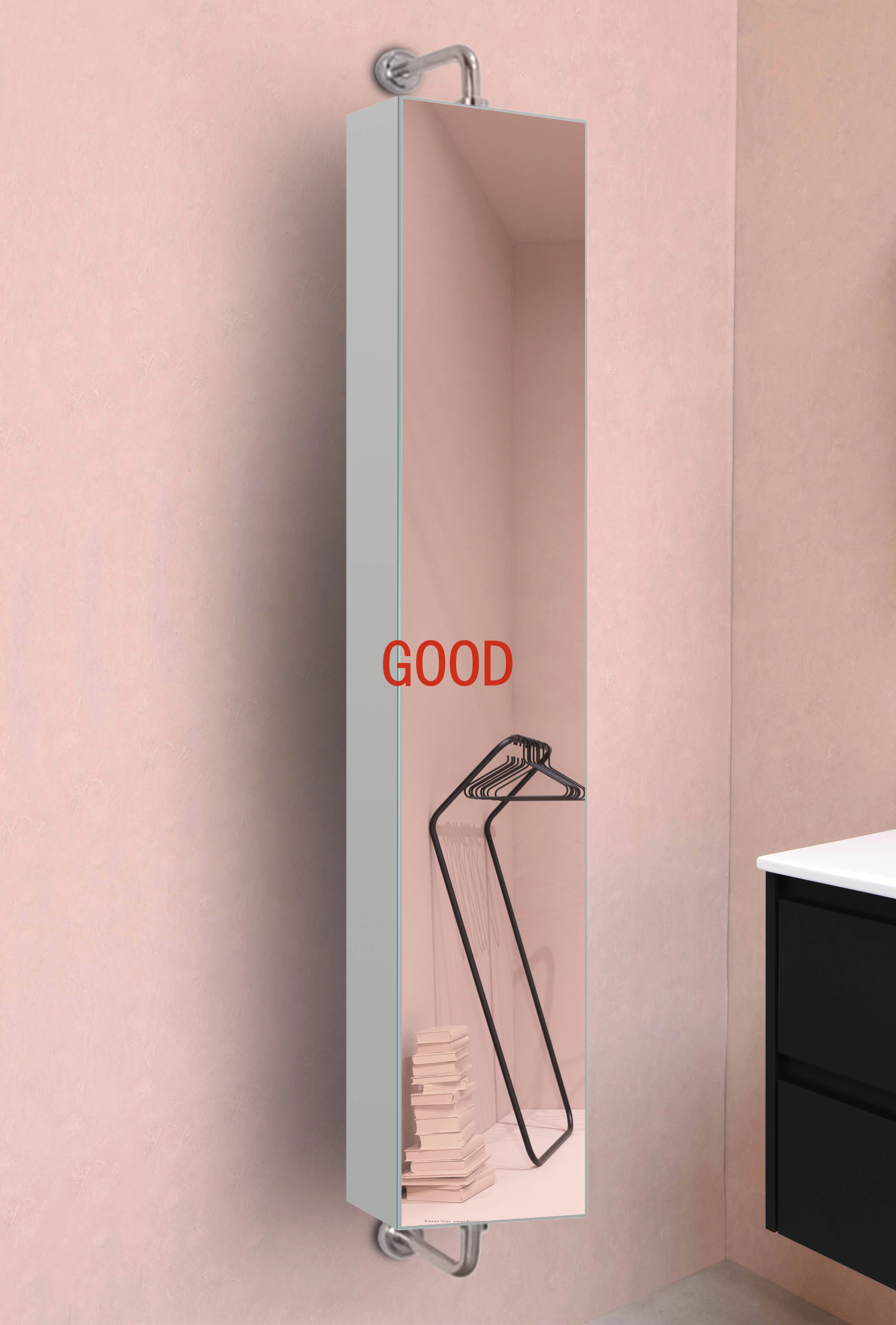 Wall Mount Aluminum Frame Makeup Cabinet Storage Box Rotating Mirror Cabinet