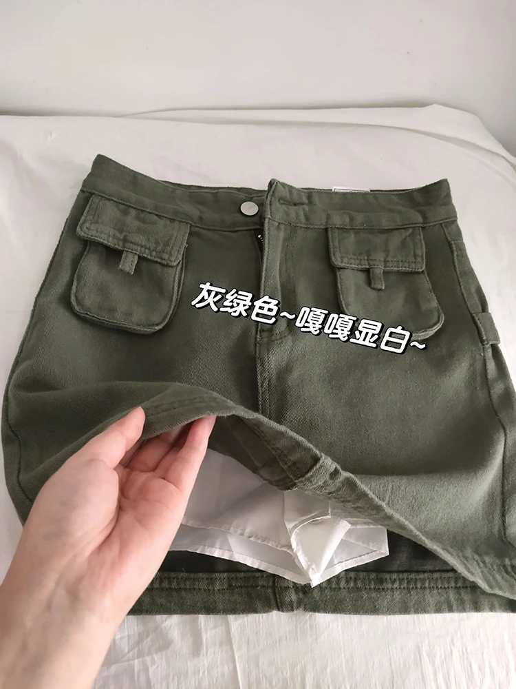 

Американская джинсовая юбка-трапеция для женщин больших размеров, с высокой талией, для фигуры типа «груша», укороченная, стройнящая, новинка 2025 года