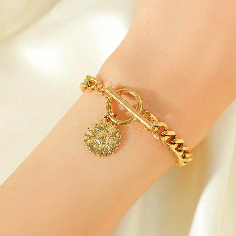 GANPUP 316L Edelstahl Metall Herz Armband Für Frauen Mode Exquisite 18K Gold Überzogene Wasserdichte Handgelenk Kette Schmuck – Detail 8