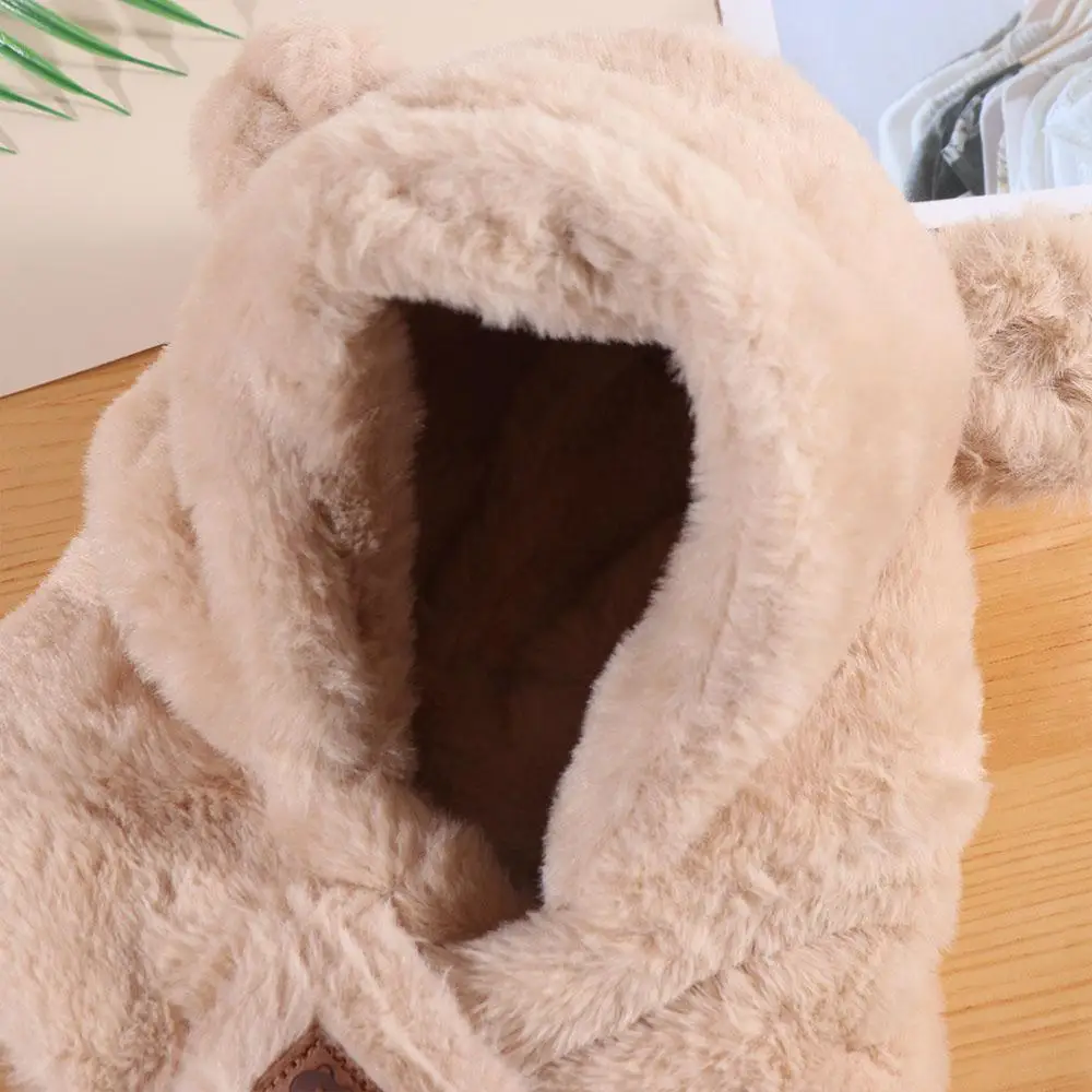 

Lovely Winter Baby Bear Hat Faux Fur Windproof One-Piece Hat Scarf Outdoor Soft Warm Ear Protection Hats Boy Girls