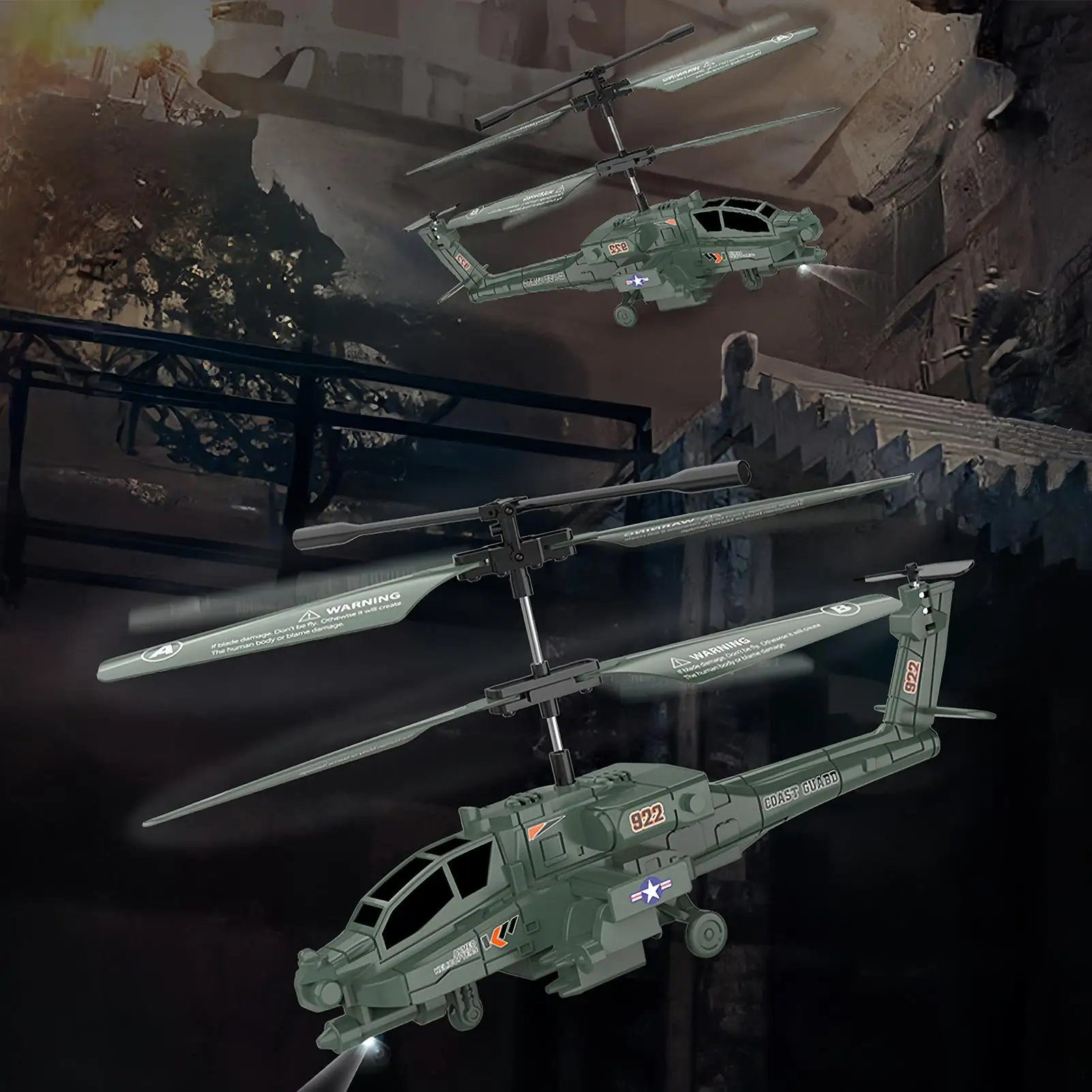 Hélicoptère télécommandé réaliste, avion d'intérieur et d'extérieur avec lumière et son, jouets pour garçons et filles