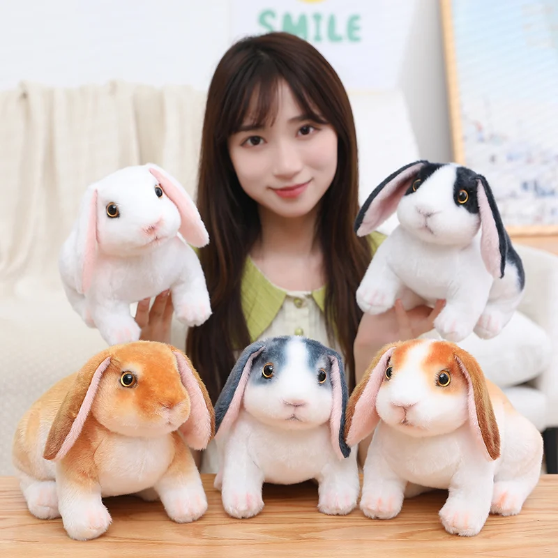 New Lifelike Rabbit Plush Toys Real Life Cute Stuffed Animal  Bunny Soft Doll  Birthday Gift Kids Toy