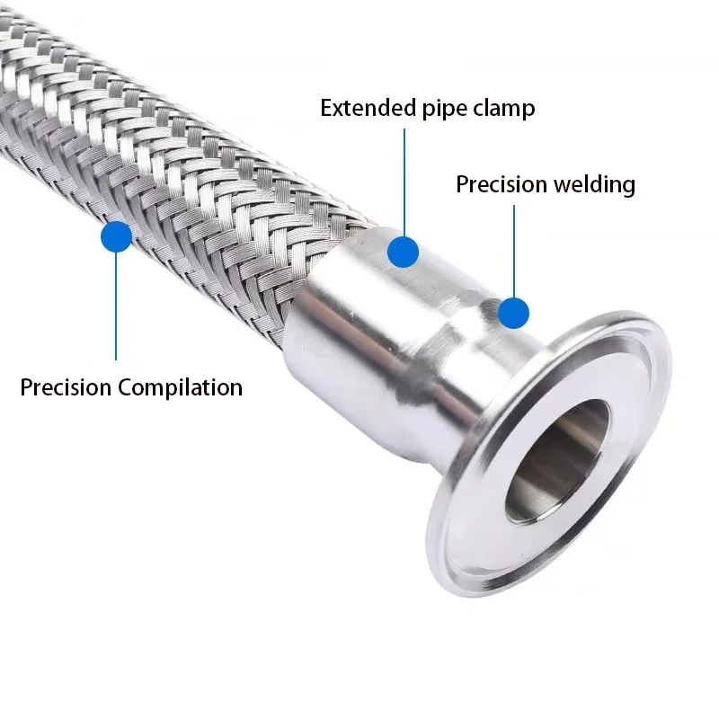 

Tri-Clamp 1.5" 2" x 19/25/32/38/45mm OD 304 Stainless Steel Braided Soft Tube Homebrew Bellows 500 700 1000 1500 2000mm