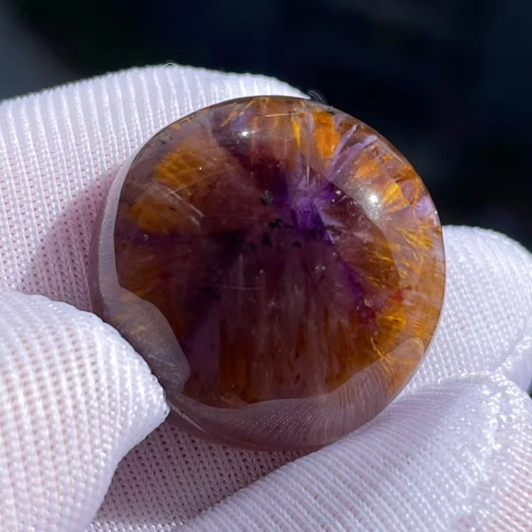 

Натуральный фиолетовый какоксенит, красный ауралит 23, кулон 20*10 мм, круглый глаз, золотые рутилированные бусины, ювелирные изделия AAAAA