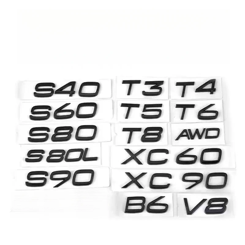 For VOLVO T5 T6 T8 AWD D3 D4 B8 Letter Rear Trunk Sticker S40 S60 S70 S80 S90 C70 XC40 XC60 XC70 XC80 XC90 V40 V50 V60 V70 V90