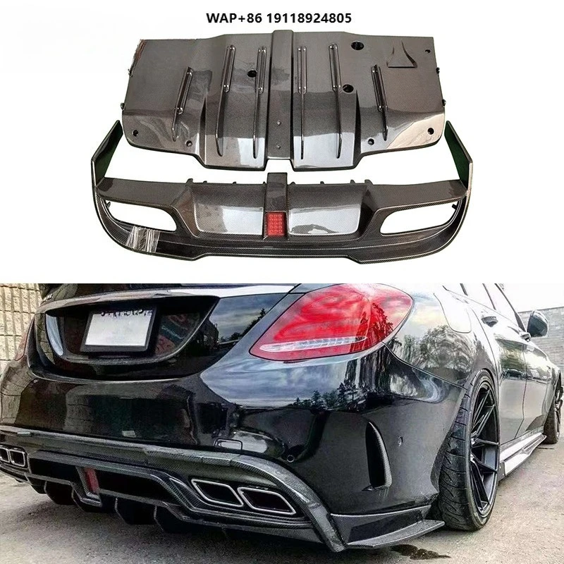 

Carbon Fiber Rear Bumper for W205 C-Class C63 Car Rear Bumper Diffuser Rear Side Splitters Car Parts