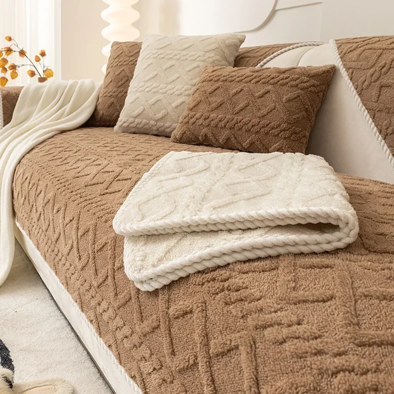 Sofa Cushion Winter Plush Non-slip Thickened New Sofa Cover All-inclusive Universal Blanket Cover Towel Cloth Cushion