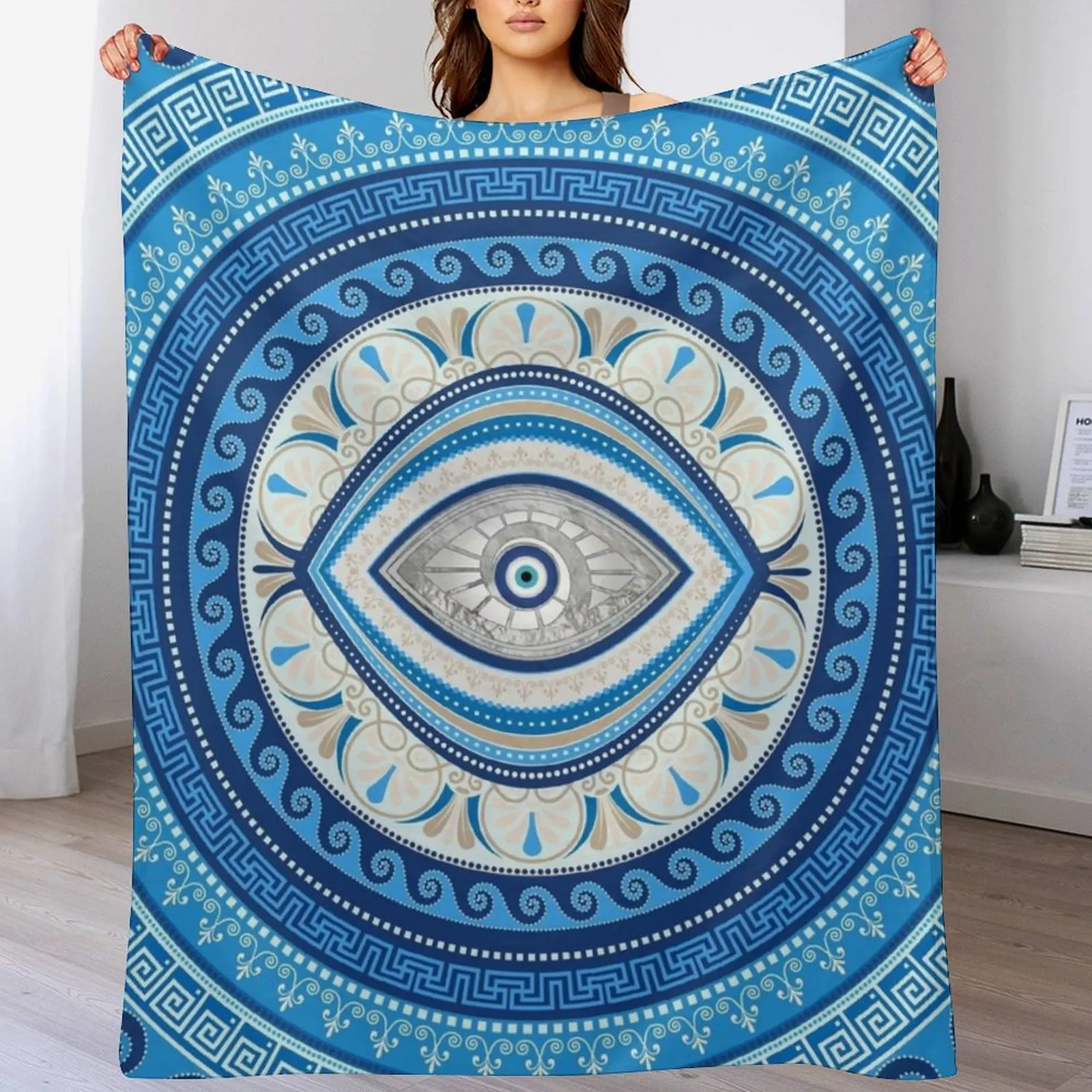 Greek Mati Mataki - Greek Evil Eye ornament Throw Blanket Bed Fashionable Extra Large Throw Blankets