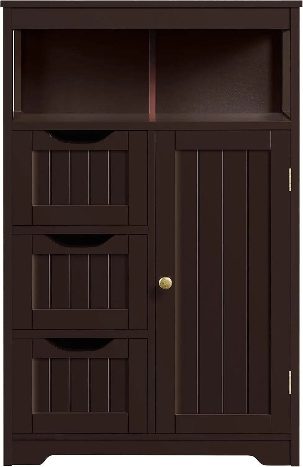 

Wood Bathroom Floor Cabinet, Free Standing Storage Cabinet with 3 Drawers and Cupboard, Hallway/Entryway Cabinet