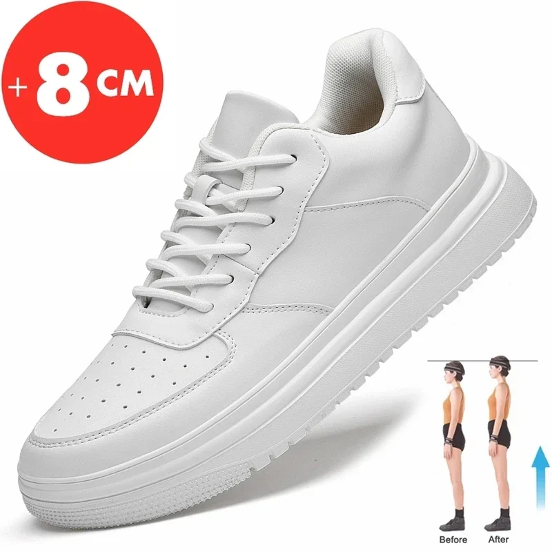 

Lift Sneakers Man Elevator Shoes Height Increase Insole 8cm White Taller Shoes Men Leisure Fashion Comfortable Breathable Sports