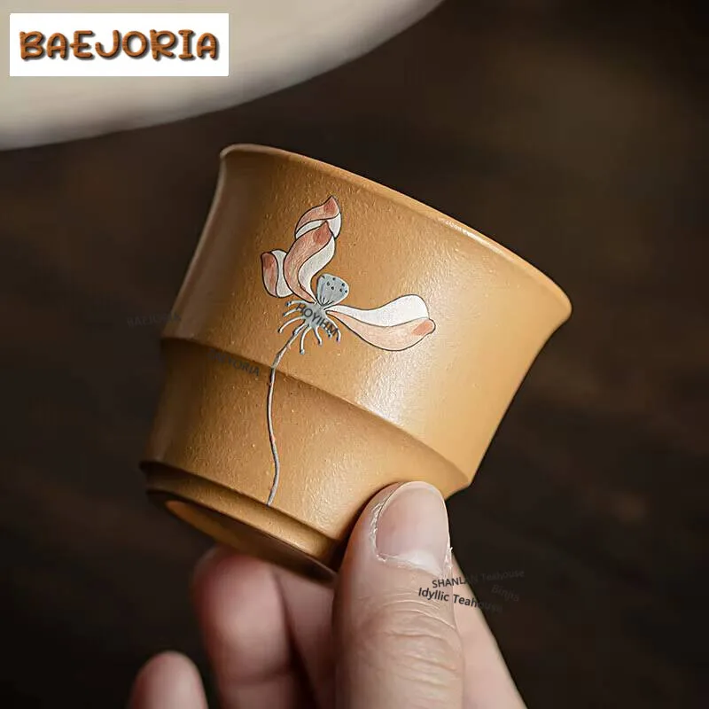 Chinesische Yixing Handgefertigte Lila Ton-Teetasse Reise-Kürbisförmige Meditations-Tasse Teeschale Persönliche Meister-Teetasse Maßgefertigtes Tee-Set Geschenk