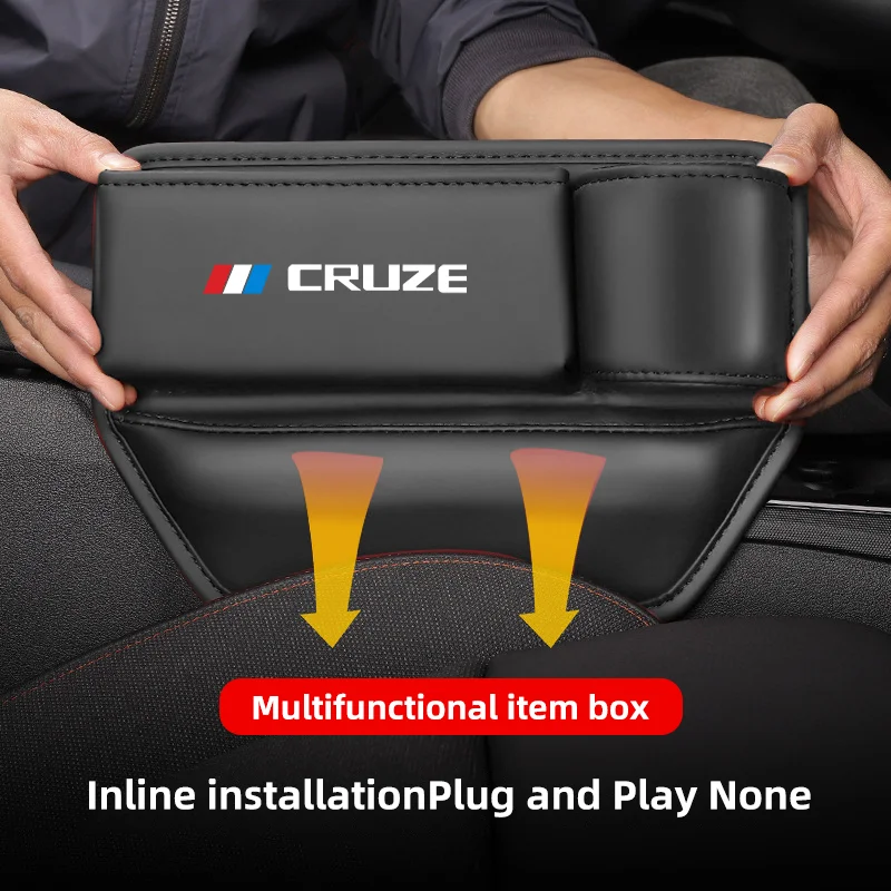 Leather Car Seat Crevice Storage Box For Chevrolet Cruze Auto Seat Organizer Gap Slit Filler Side With Cup Holder Car Accessory