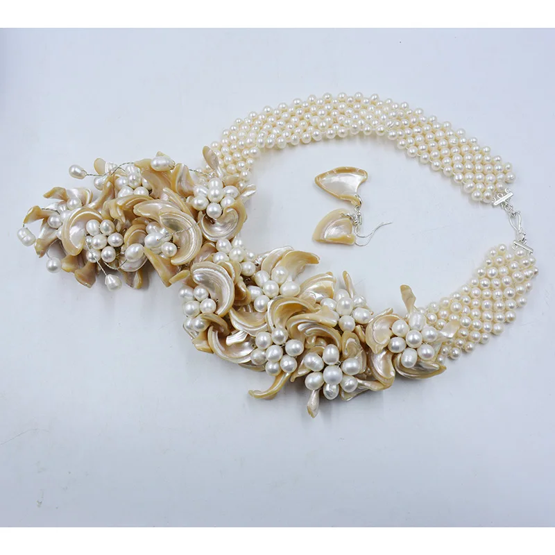 NEW !! Fashion Charms Pearl Shell Flower Women Jewelry Necklace For Wedding Bridal