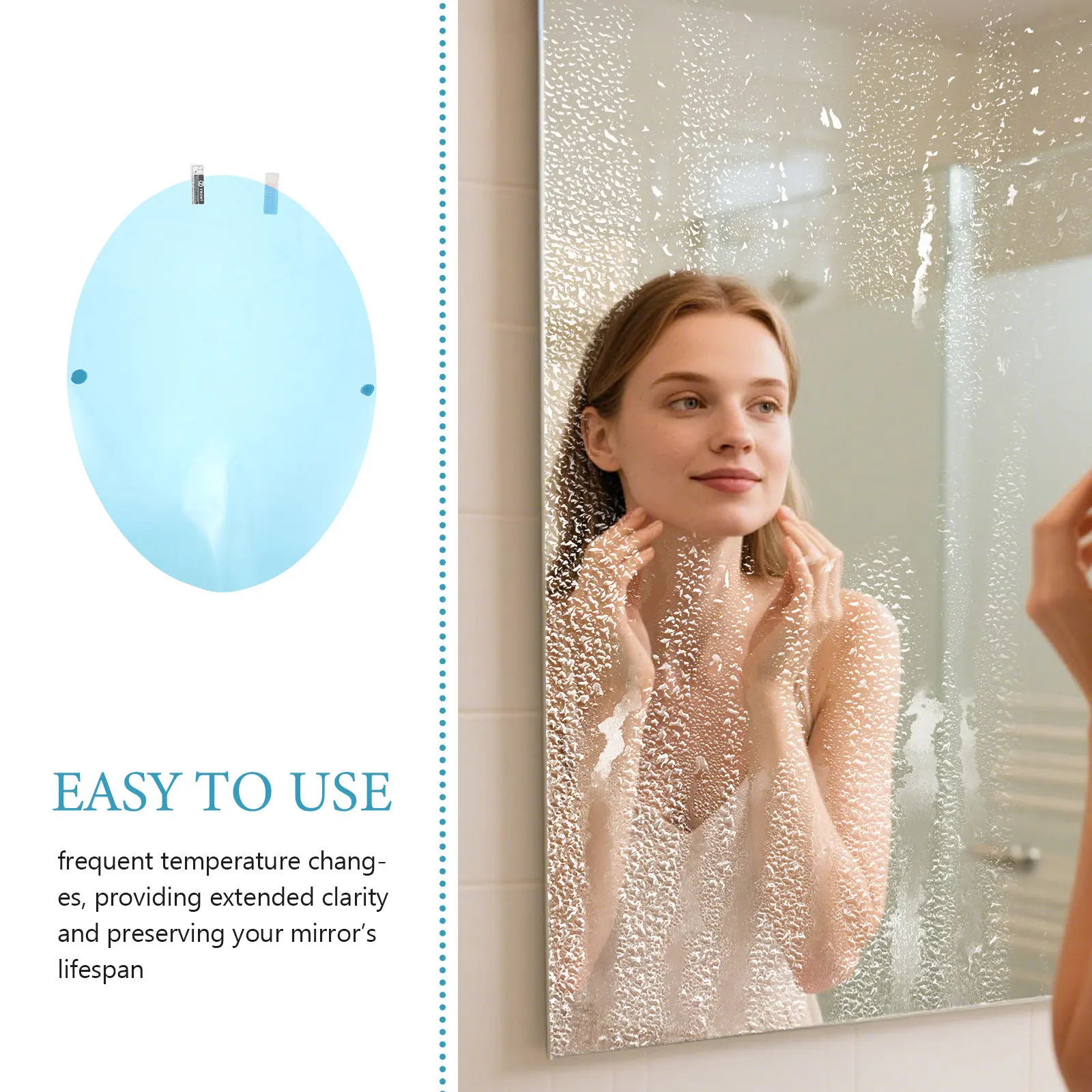 Bathroom Mirror Fog Film 11.4x8.6 Anti-Fog Waterproof Defogging Sticker Shower Vanity Film Clear Reflection Fogless Protector