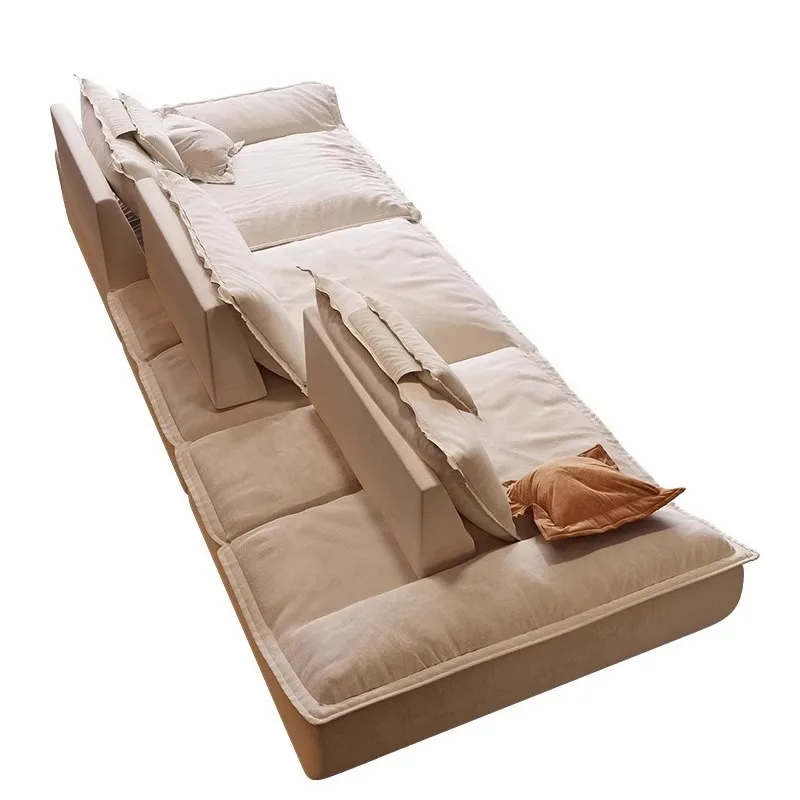

#Italian Minimalist Sail Sofa Adjustable High Back Frosted Fabric Living Room Cream Style Sofa Set