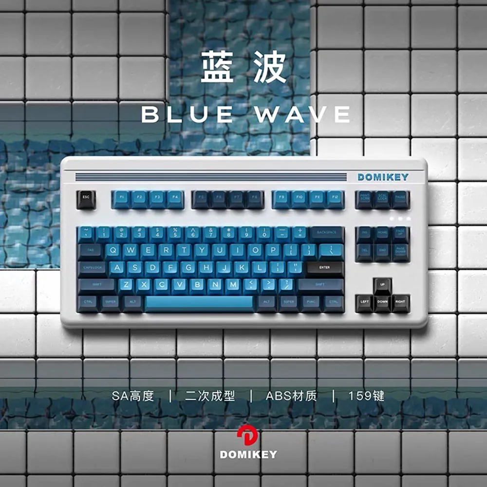 Domikey Blue Wave SA Keycap Set ABS 6.26U 7U Double Shot ABS Personalized Keycap for Mechanical Keyboard 5% 80% 65% 60%