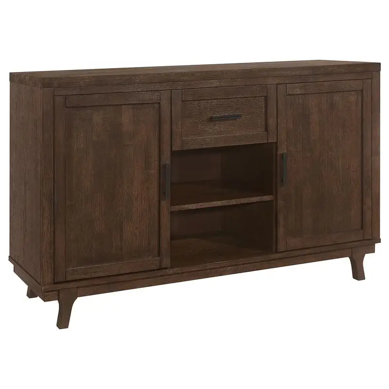 2-Door Oak Server with Drawer - Rustic Wooden Storage with Shelf for Living Room or Dining Room